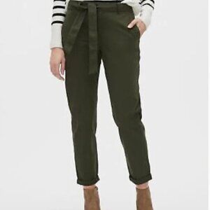 BANANA REPUBLIC Mid Rise Tie-Waist Olive Green Stretch Cotton Chino Pants  4